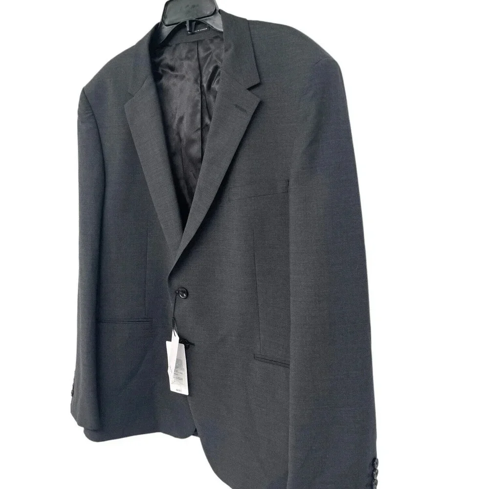 Reiss Men's Hope Blazer 2 Button Notch Travel Jacket Size 46 Regular Charcoal